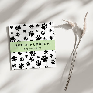 Carte De Visite Carré Motif De Pâtes, Groomer De Chiens, Marcheur De Chi