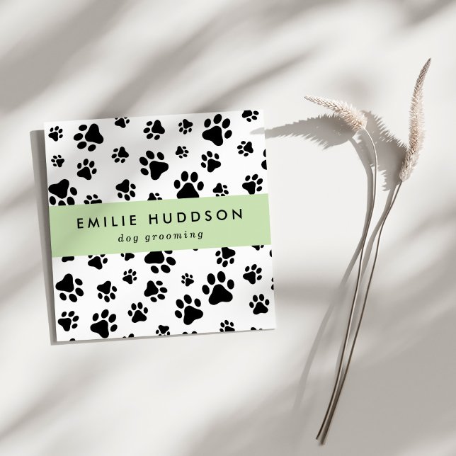 Carte De Visite Carré Motif De Pâtes, Groomer De Chiens, Marcheur De Chi (Créateur téléchargé)