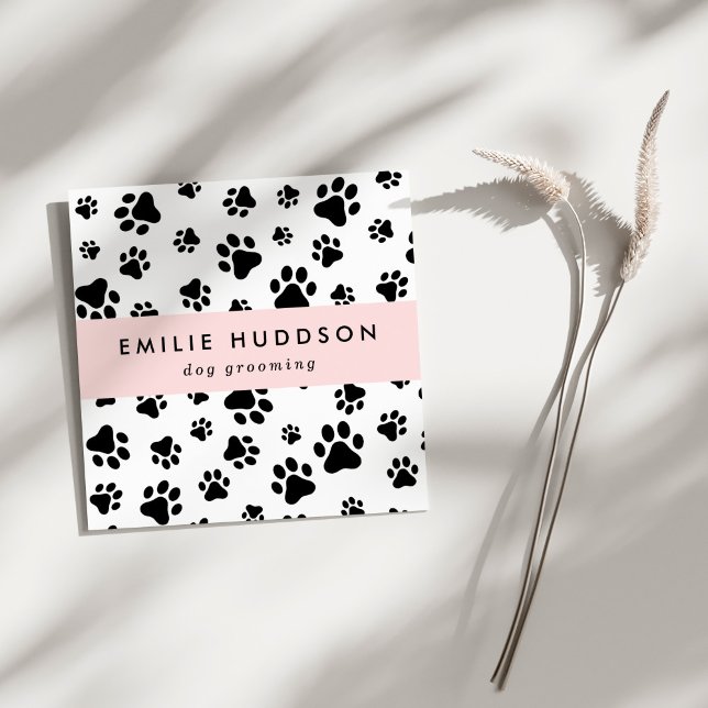 Carte De Visite Carré Motif De Pâtes, Groomer De Chiens, Marcheur De Chi (Créateur téléchargé)