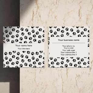 Carte De Visite Carré Motif de pattes, Pattes de chien, Pattes de chat, 