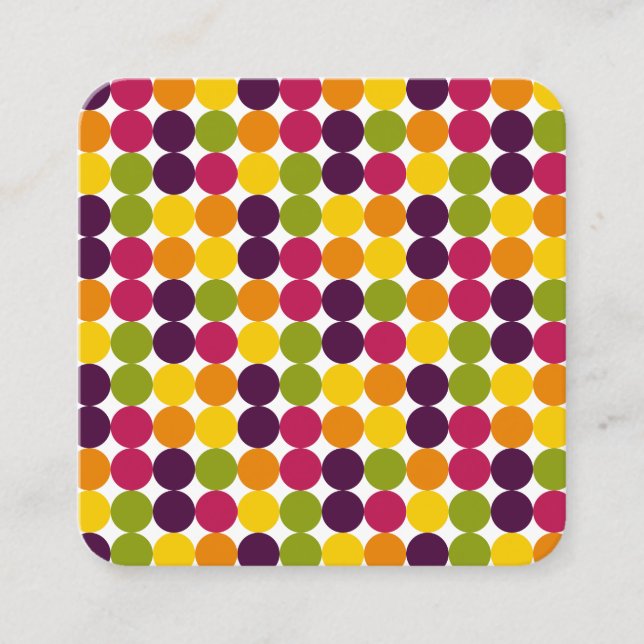 Carte De Visite Carré Motif de points de couleur 03 (Devant)