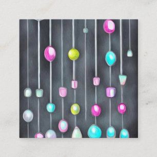 Carte De Visite Carré Motif de rideau perlé