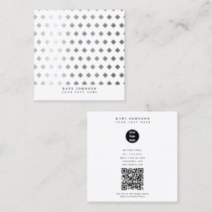 Carte De Visite Carré Motif diamant gris argent décoratif