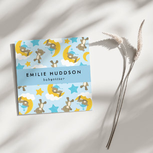 Carte De Visite Carré Motif D'Ours, Babysitter, Garderie, Garde D'Enfant