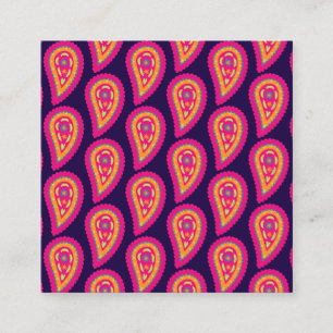 Carte De Visite Carré Motif Floral Boho Rose