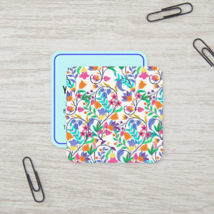Carte De Visite Carré Motif floral exotique coloré