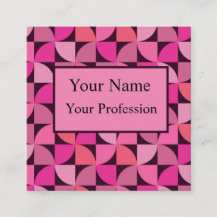 Carte De Visite Carré Motif géométrique rose personnalisé de style moder