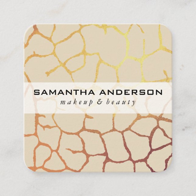 Carte De Visite Carré Motif Gold Chic contemporain (Devant)