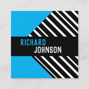 Carte De Visite Carré motif moderne chic, turquoise et noire