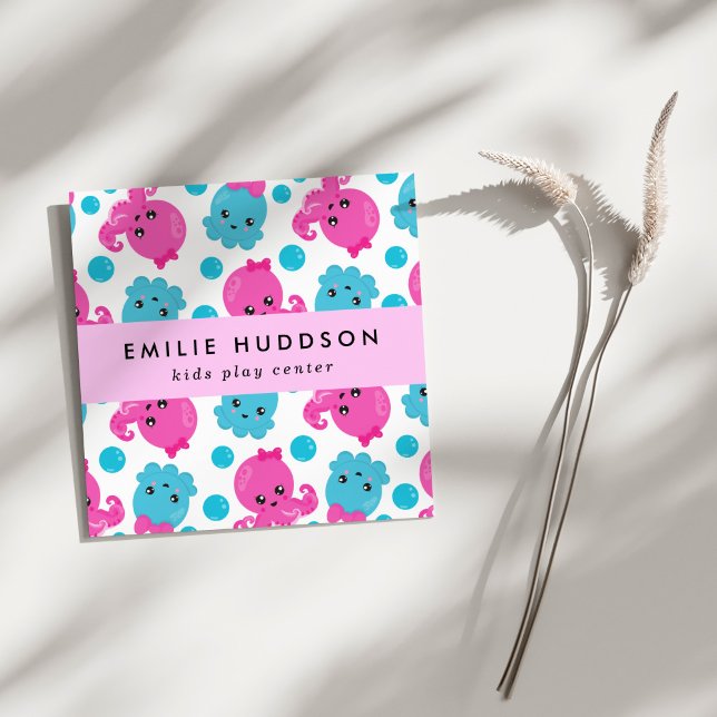 Carte De Visite Carré Motif Octopus, Centre de jeux pour enfants, Centre (Créateur téléchargé)