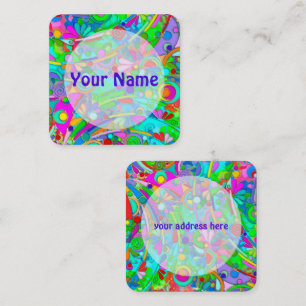 Carte De Visite Carré Motif Peint À La Main Et Numériquement Art 18