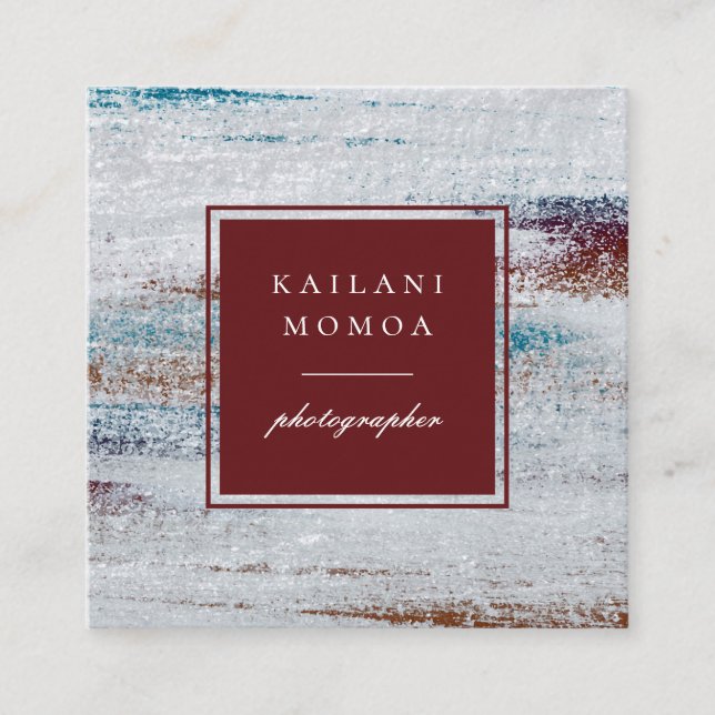 Carte De Visite Carré Motif peint Abstrait Terre moderne (Devant)