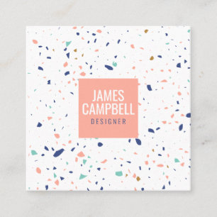 Carte De Visite Carré Motif rose-clair moderne d'abrégé sur marbre de