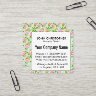 Carte De Visite Carré Motif Roses Roses Fleurs