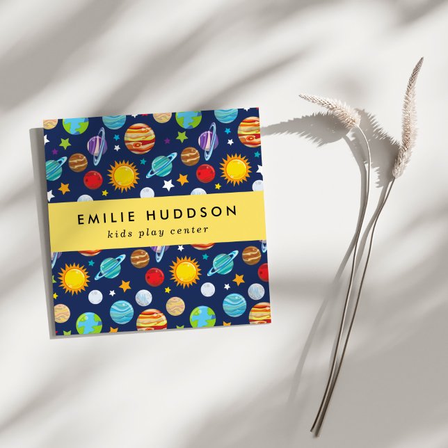 Carte De Visite Carré Motif spatial, Centre de jeux pour enfants, Centre (Créateur téléchargé)