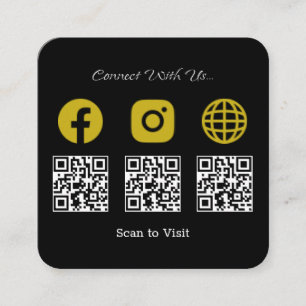 Carte De Visite Carré Multi QR Code Médias sociaux modernes Signer