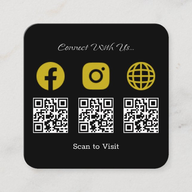 Carte De Visite Carré Multi QR Code Médias sociaux modernes Signer (Devant)