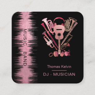 Carte De Visite Carré Music Instruments Event Organizer DJs or Rose