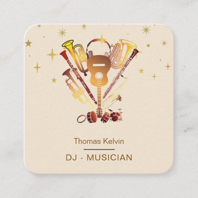 Carte De Visite Carré Music Instruments Event Organizer DJs Player (Devant)