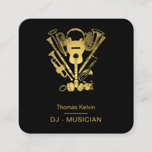 Carte De Visite Carré Music Instruments Organisateur d'événements DJs Bl