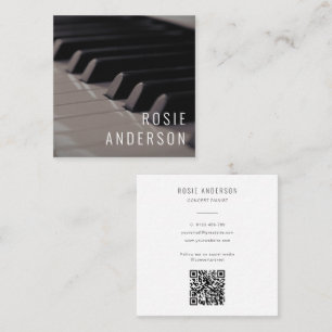 Carte De Visite Carré Musician Piano Keys QR Code Photo moderne