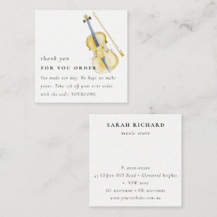 Carte De Visite Carré Musicien de guitare Professeur de violon Merci Com