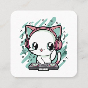 Carte De Visite Carré musique de chat