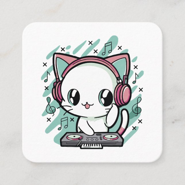 Carte De Visite Carré musique de chat (Devant)