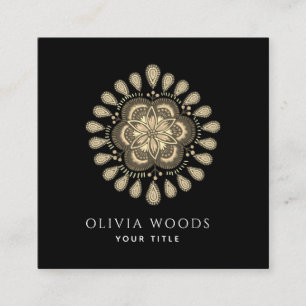 Carte De Visite Carré Mystic Dark Boho Floral Mandala