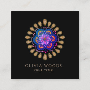 Carte De Visite Carré Mystic Dark Boho Floral Mandala