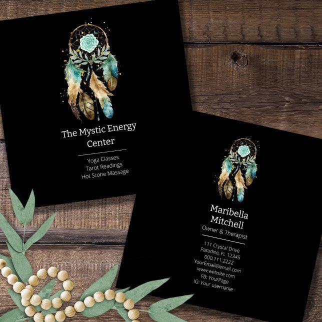 Carte De Visite Carré Mystic Dreamcatcher Spirituel Métaphysique Yoga (Créateur téléchargé)