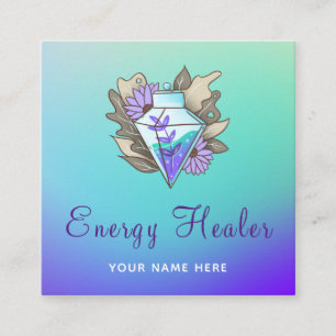 Carte De Visite Carré Mystic Purple Green Energy Healer Gradient Ombre