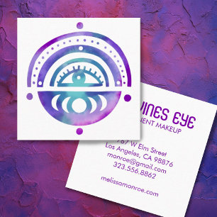 Carte De Visite Carré Mystical Eye Moons Magique Boho Purple Aquarelle