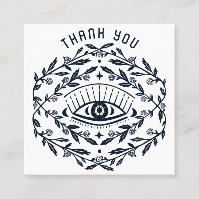 Carte De Visite Carré Mystical Eye Roses Magique Boho QR REMERCIEMENTS s (Devant)