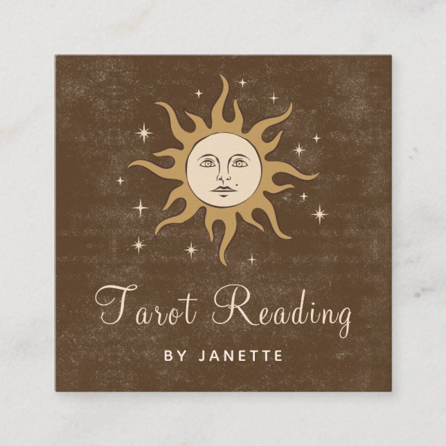 Carte De Visite Carré Mystique Céleste Lune Soleil Magique Psychique Tar (Devant)