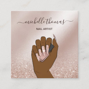 Carte De Visite Carré NAIL signature de l'artiste or rose NAIL TECHNICIA
