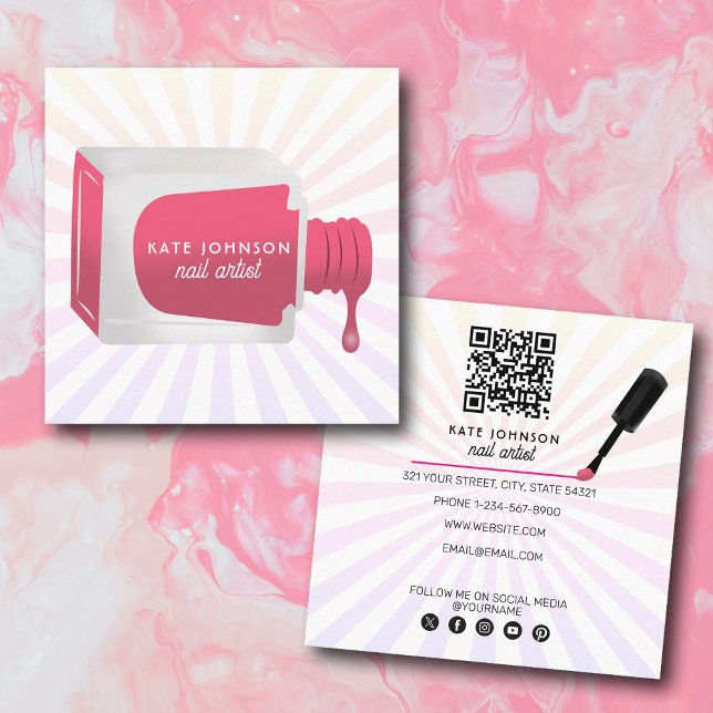 Carte De Visite Carré Nails Manicure Pedicure Beauty Nail Artist Retro (Nails Manicure Pedicure Beauty Nail Artist Retro Square Business Card)