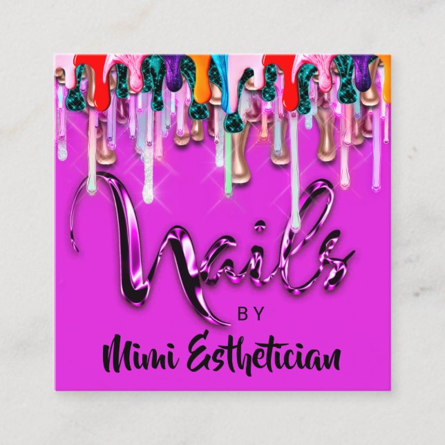 Carte De Visite Carré Nails Studio Artist Nails Script Logo Beauté SPA (Devant)