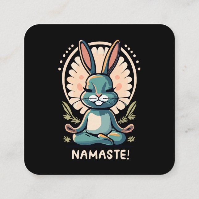 Carte De Visite Carré namaste bunny yoga méditation lapin (Dos)