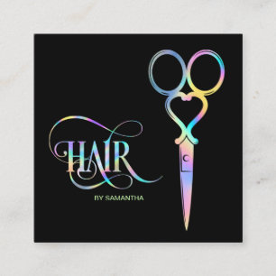 Carte De Visite Carré Neon Unicorn Holographe coiffeuse