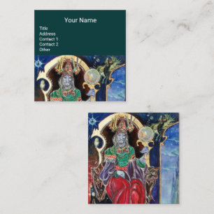 Carte De Visite Carré NEUROMANCER, astrologue, vert bleu de lecteur