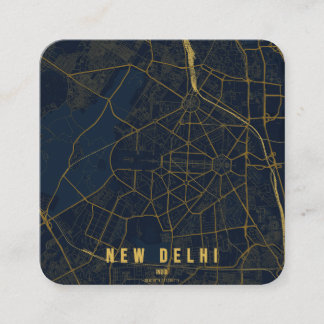 Carte De Visite Carré New Delhi India City Map & Custom Text