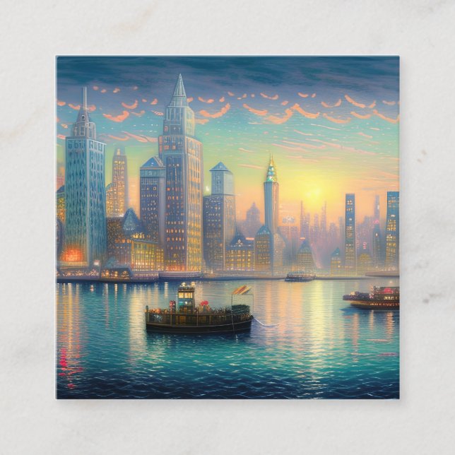 Carte De Visite Carré New York est l'une des villes les plus emblématiqu (Devant)