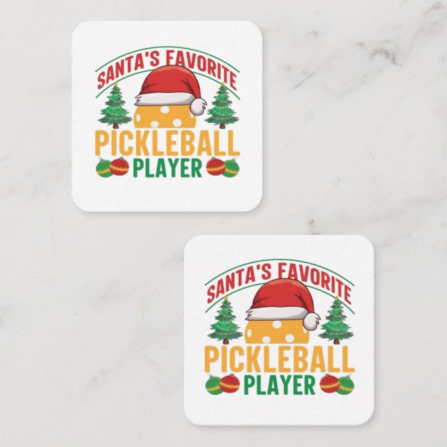 Carte De Visite Carré Noël de Pickball (Devant / Derrière)