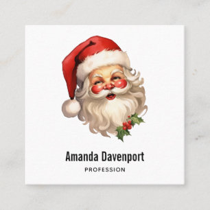 Carte De Visite Carré Noël de style rétro Holly Jolly Santa Claus