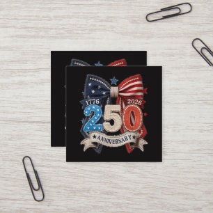 Carte De Visite Carré Nœud du drapeau américain 250e anniversaire patrio