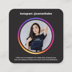 Carte De Visite Carré Noir à la mode de gradient d'Instagram de médias