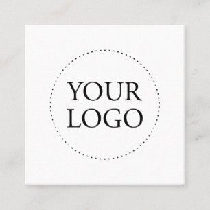 Carte De Visite Carré Noir & Blanc Logo Simple & Médias Sociaux