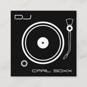 Carte De Visite Carré Noir d'inspiration de musique de joueur de vinyle