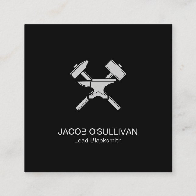 Carte De Visite Carré Noir Fer Travaux Métal (Devant)